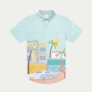 Mavrans Flamingo Weekend Performance Short Sleeve Button-Up Shirt men’s Sz M